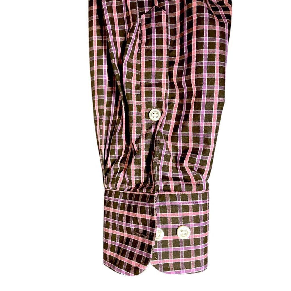 T Harris Striped Button Down Shirt M Poplin Long Sleeve Academia 100% Cotton - Picture 3 of 7